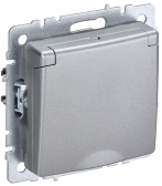 BRITE Розетка с заземлением с защитными шторками и крышкой 16А IP44 РСбш10-3-44-БрА алюминий - артикул BR-R16-16-44-K47