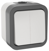 Выключатель двухклавишный TORS 10А IP55 белый - артикул TS-V20-0-10-55-K41
