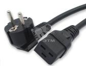 Кабель питания (Schuko+C19) (3x1.5), 16A, угловая вилка, 1.8 м (43798) - Hyperline, артикул 43798