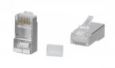 Коннектор RJ-45 под витую пару, категория 6/7, экранированный, универсальный (для одножильного и многожильного кабеля), для проводников с толщиной по изоляции до 1,05 мм, со вставкой (8P8C-SH-C6-TWP) - Cabeus, артикул 8P8C-SH-C6-TWP
