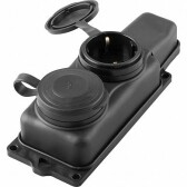 RST16-22-44 Розетка переносная 2-местная c/з, каучук 250В,16А, IP44, серия Одри, черный | 32738 | STEKKER - артикул 32738