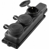 RST16-23-44 Розетка переносная 3-местная c/з, каучук 250В,16А, IP44, серия Одри, черный | 32739 | STEKKER - артикул 32739