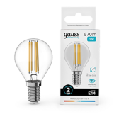 Лампа светодиодная Filament Elementary Шар 10W 670lm 4100К Е14 LED 1/10/100 | 52120 | Gauss - артикул 52120