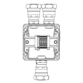 Ex клеммная коробка из алюминия: 1Ex e IIC Т5 Gb / Ex tb IIIB T95°C DbIP66:Клеммы 4 кв.мм - 5 шт.: А, С:ввод D10,5-18мм под небронированныйкабель в ме - артикул 1201.121.20.016