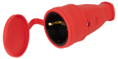 Розетка RX10-R-IP44 каучуковая c заземлением 16А IP44 прямая красная - ЭРА (Энергия света), артикул Б0055419