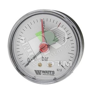 Манометр аксиальный с указателем предела F+R101 3/8НР 63мм 0-4 бар - WATTS Industries