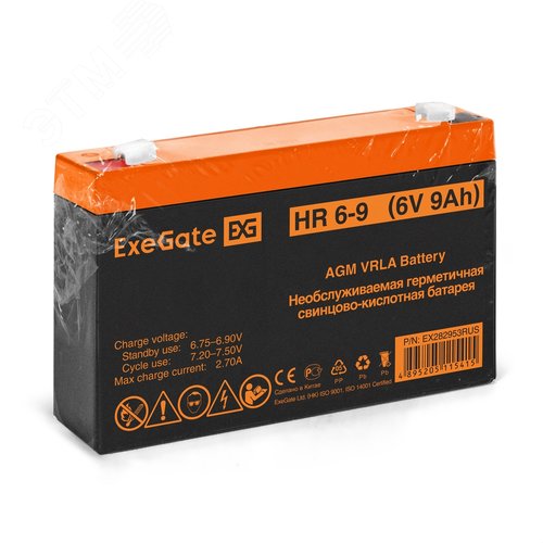 Аккумуляторная батарея ExeGate HR 6-9-F2 (6V 9Ah 634W, клеммы F2) - фото 6