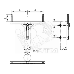 SH151.0R Траверса одноцепная промежуточная 20 кВ, A=450, M20 (SH151.0R) - Ensto